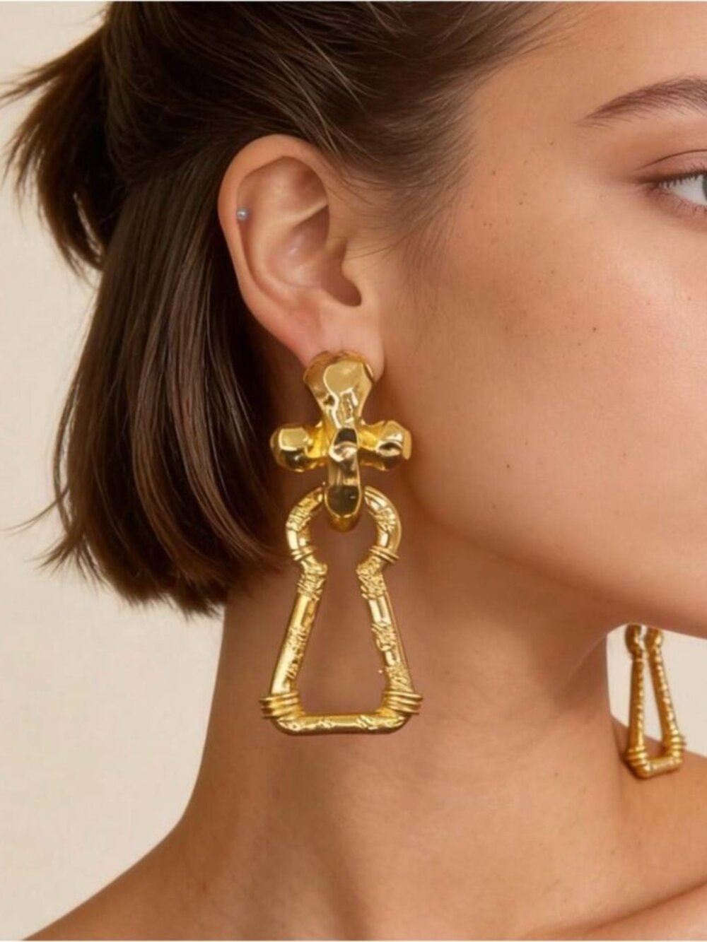 Gold Sculptural Drop Earrings - Statement Women’s Jewelry